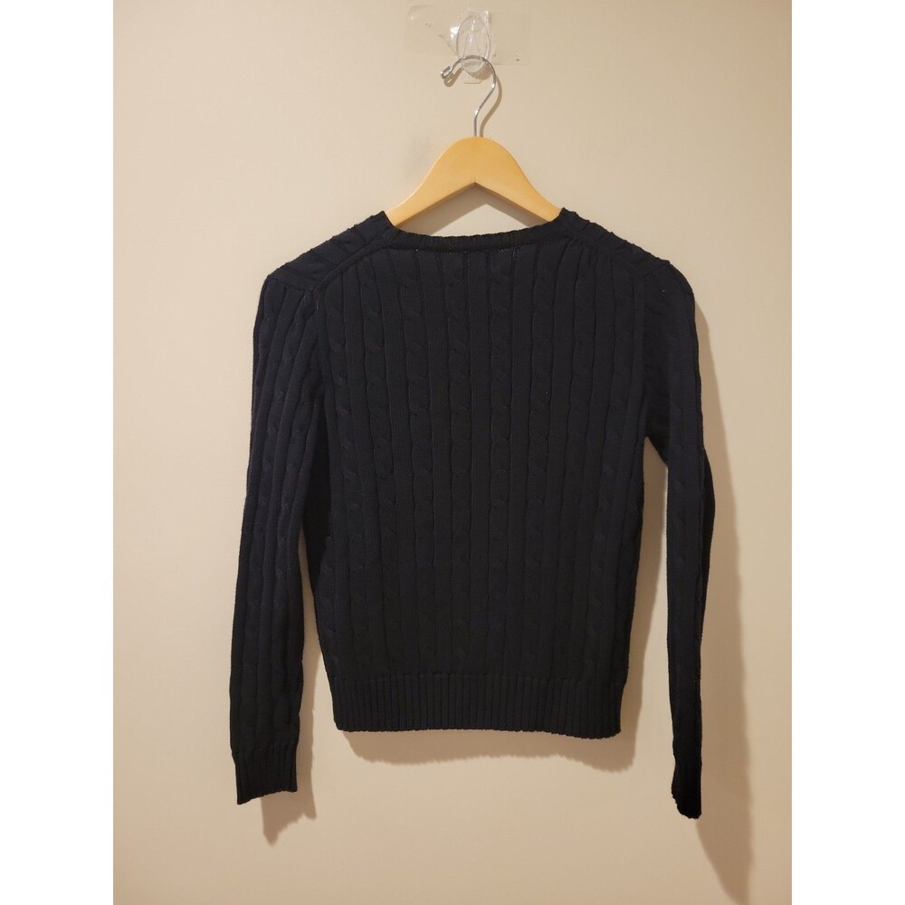 Polo Ralph Lauren Black Cable Knit Pima Cotton Sweater Size S Pony Preppy - Picture 6 of 9
